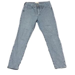 Madewell 9” Mid Rise Skinny Jeans Size 29 Blue White Striped